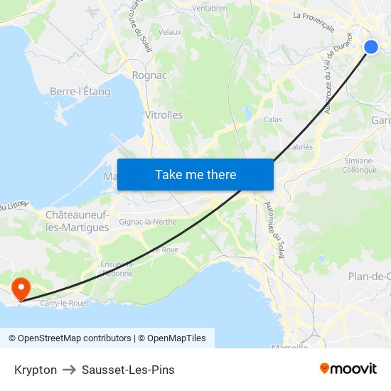 Krypton to Sausset-Les-Pins map