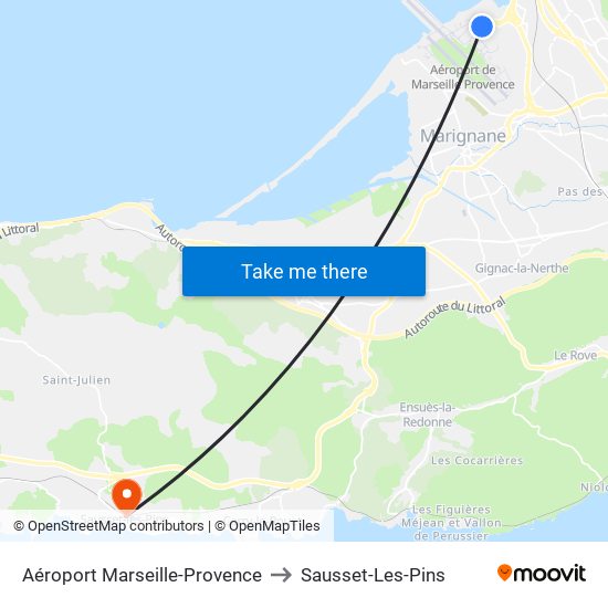 Aéroport Marseille-Provence to Sausset-Les-Pins map