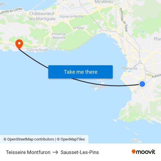 Teisseire Montfuron to Sausset-Les-Pins map