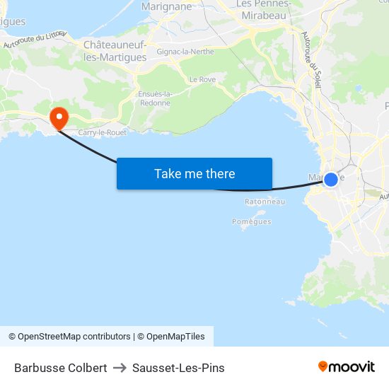 Barbusse Colbert to Sausset-Les-Pins map