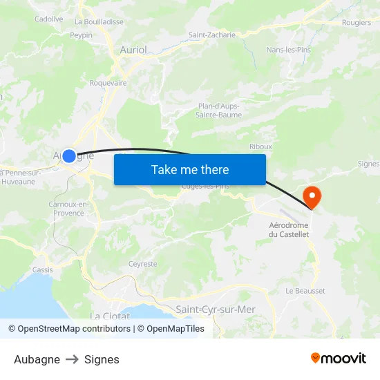 Aubagne to Signes map