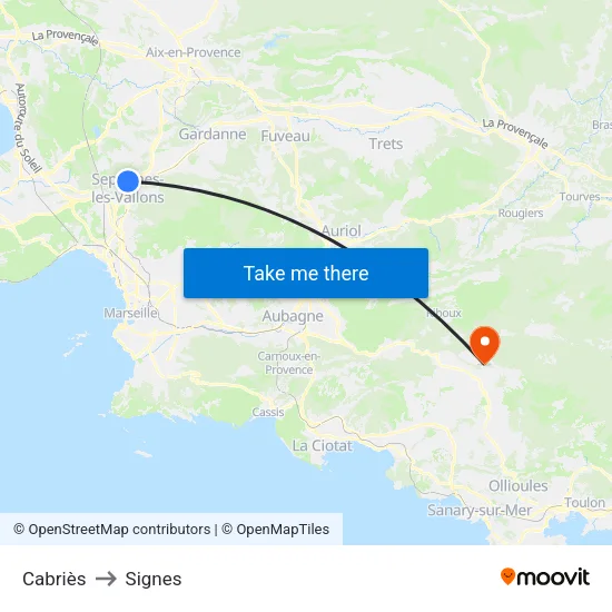 Cabriès to Signes map