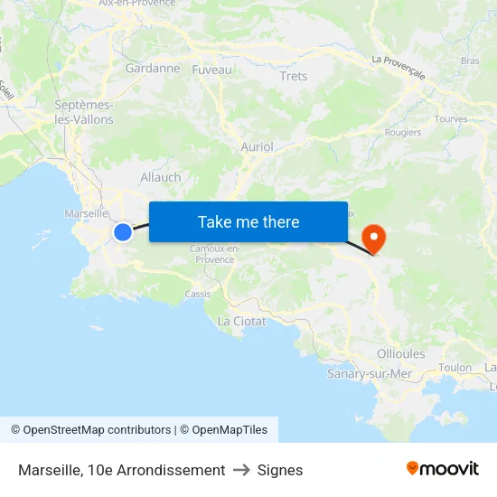 Marseille, 10e Arrondissement to Signes map