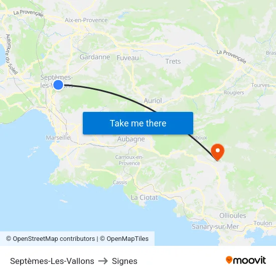 Septèmes-Les-Vallons to Signes map