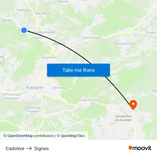 Cadolive to Signes map
