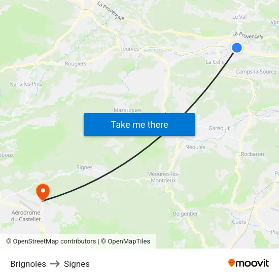 Brignoles to Signes map