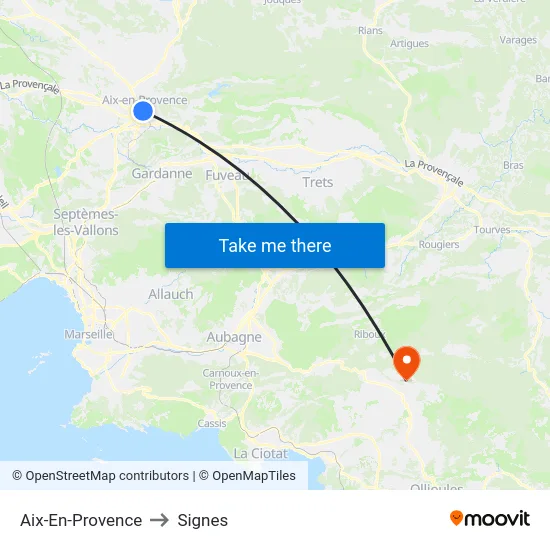 Aix-En-Provence to Signes map