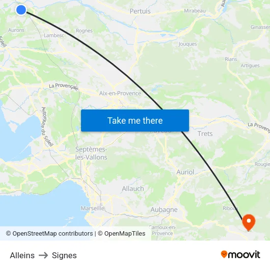 Alleins to Signes map