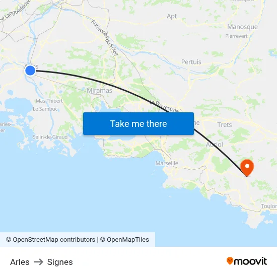 Arles to Signes map