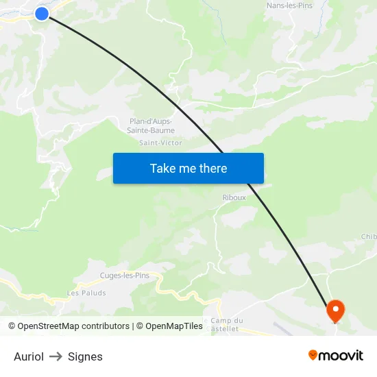 Auriol to Signes map