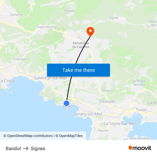 Bandol to Signes map