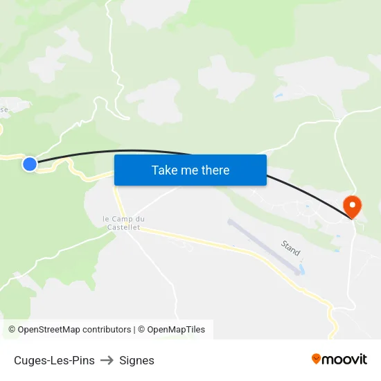 Cuges-Les-Pins to Signes map