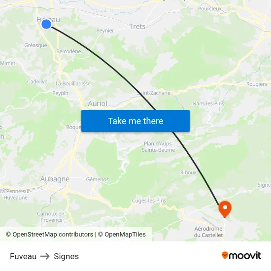 Fuveau to Signes map