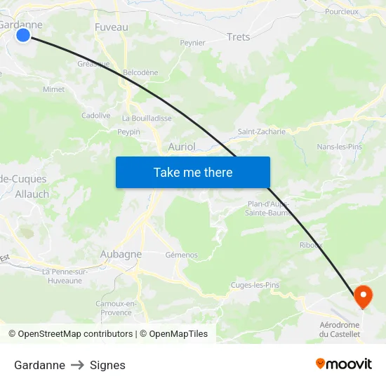 Gardanne to Signes map