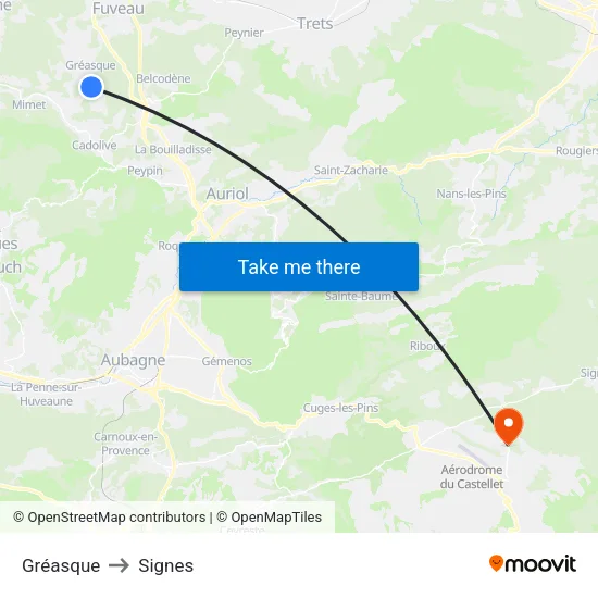 Gréasque to Signes map