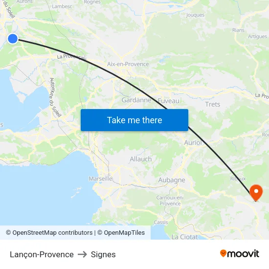 Lançon-Provence to Signes map