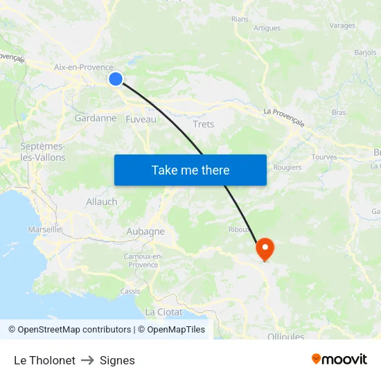 Le Tholonet to Signes map
