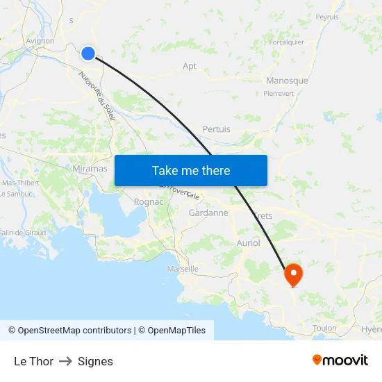 Le Thor to Signes map
