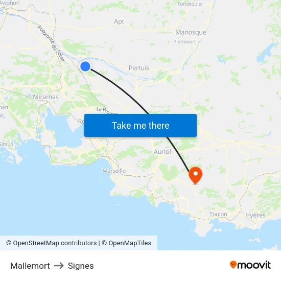 Mallemort to Signes map