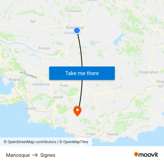 Manosque to Signes map