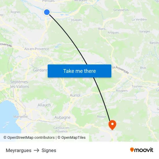 Meyrargues to Signes map