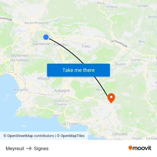 Meyreuil to Signes map