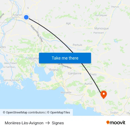 Morières-Lès-Avignon to Signes map