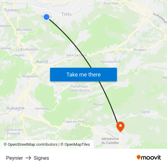 Peynier to Signes map