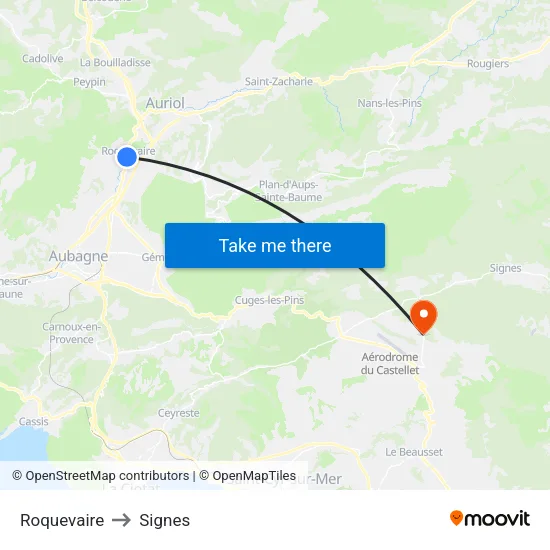 Roquevaire to Signes map