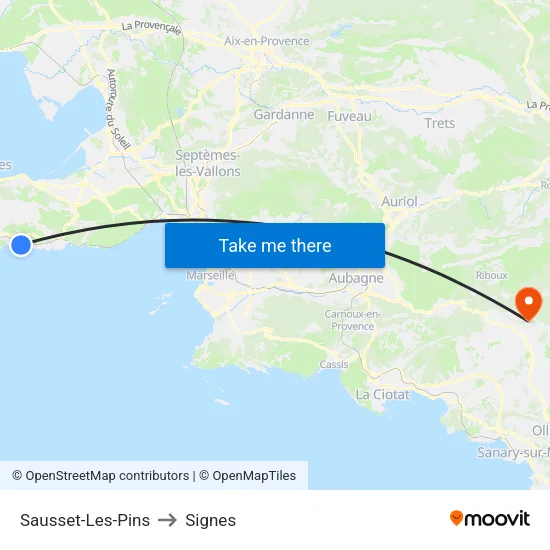 Sausset-Les-Pins to Signes map