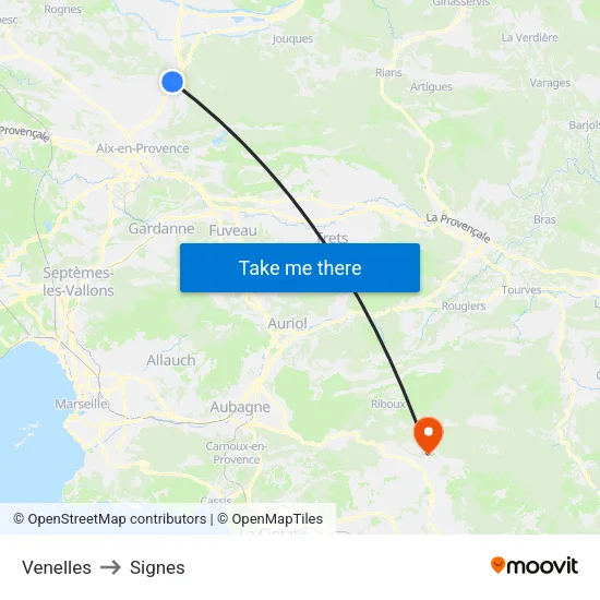 Venelles to Signes map