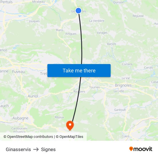 Ginasservis to Signes map