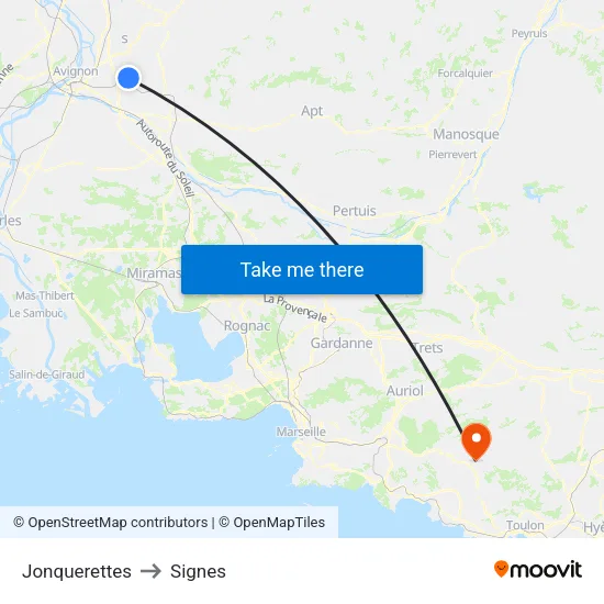 Jonquerettes to Signes map
