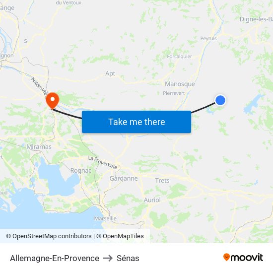 Allemagne-En-Provence to Sénas map