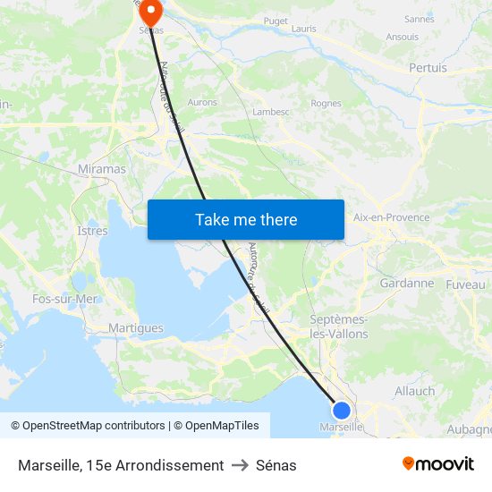 Marseille, 15e Arrondissement to Sénas map