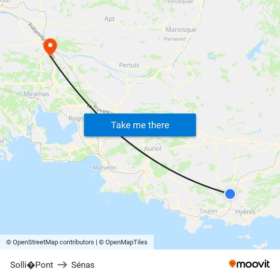 Solli�Pont to Sénas map