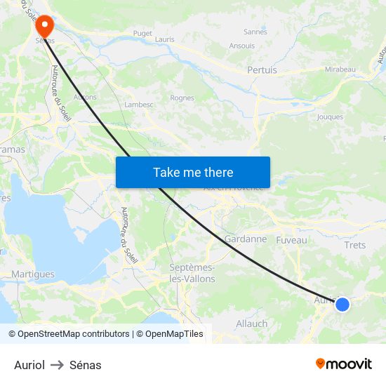 Auriol to Sénas map
