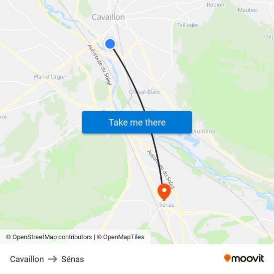 Cavaillon to Sénas map