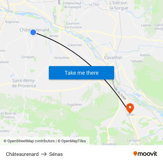 Châteaurenard to Sénas map