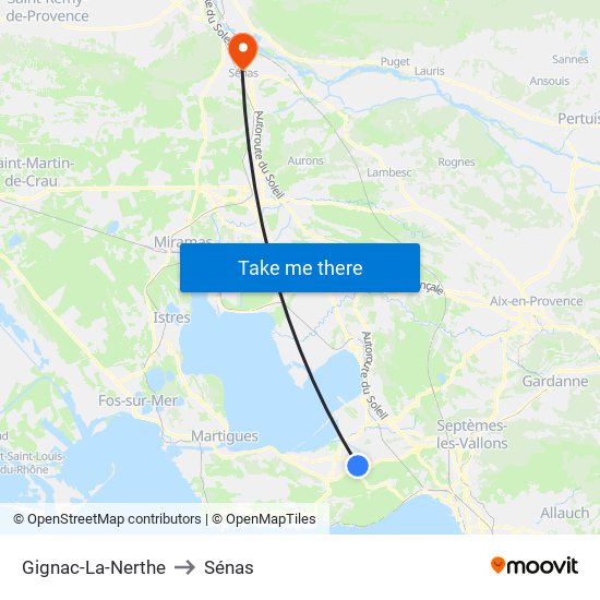 Gignac-La-Nerthe to Sénas map