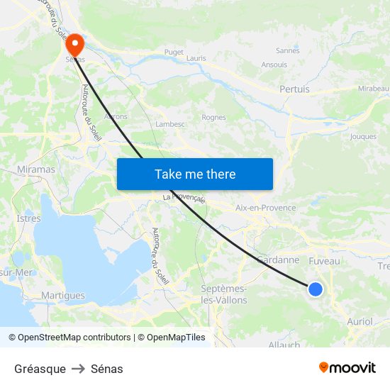Gréasque to Sénas map