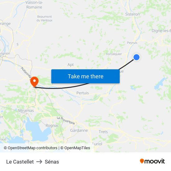 Le Castellet to Sénas map