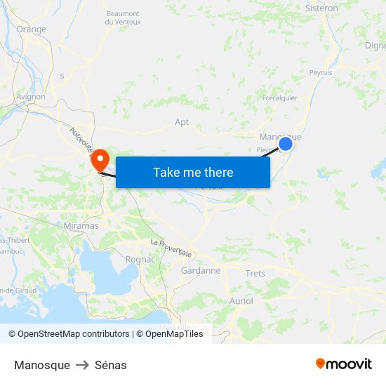 Manosque to Sénas map