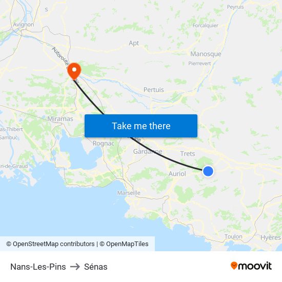 Nans-Les-Pins to Sénas map