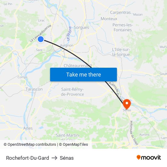 Rochefort-Du-Gard to Sénas map