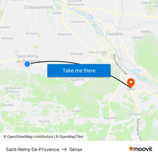 Saint-Rémy-De-Provence to Sénas map