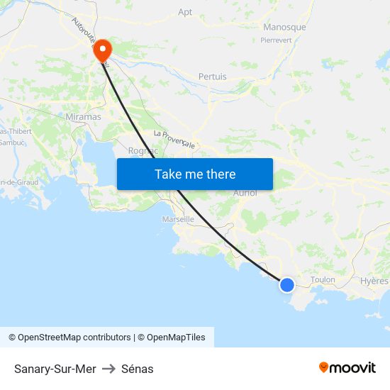 Sanary-Sur-Mer to Sénas map