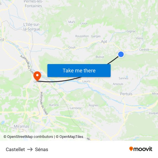 Castellet to Sénas map