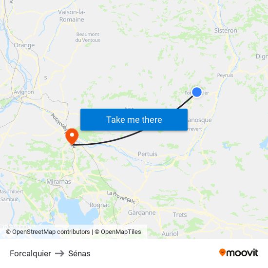Forcalquier to Sénas map