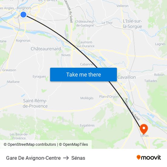 Gare De Avignon-Centre to Sénas map